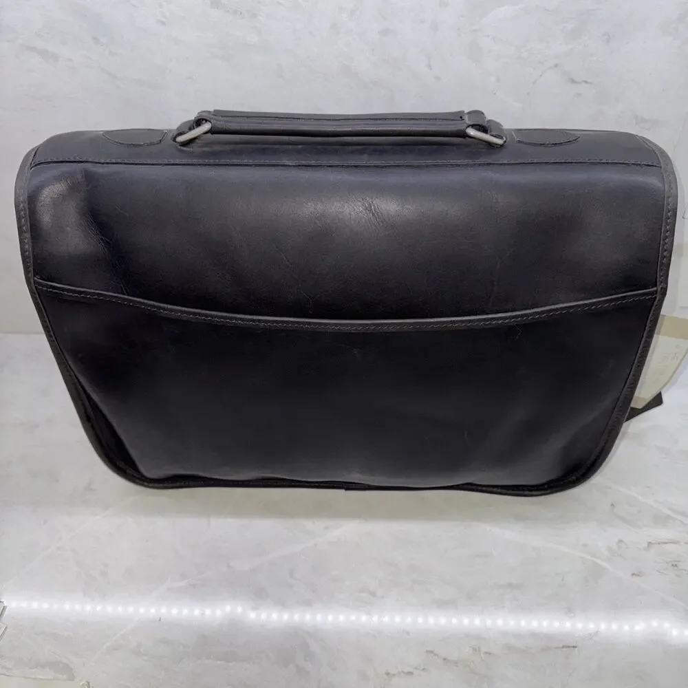 Tusting Clipper Leather Messenger Briefcase Black Bag Handmade In England